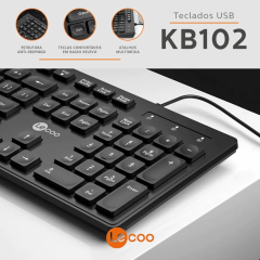 Teclado com Fio USB Membrana ABNT2 Lecoo KB102