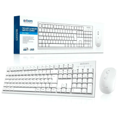 Teclado e Mouse Sem Fio Exbom BK-S1000 Branco — 2.4GHz Wireless Padrão ABNT2 Plug & Play Teclado e Mouse Sem Fio Exbom BK-S1000 Branco — 2.4GHz Wireless Padrão ABNT2 Plug & Play
