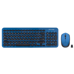 Teclado e Mouse Sem Fio Multilaser TC233 2.4GHz Multimídia USB Preto e Azul – Design Moderno e Confortável
