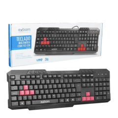 Teclado Gamer Exbom BK-144M USB ABNT2 com Tecla Vermelha