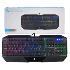 Teclado Gamer HP K110 Membrana USB LED RGB ABNT2 Preto Alto Desempenho