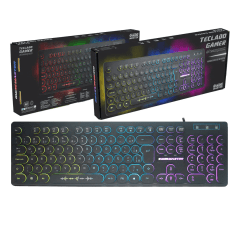Teclado Gamer K-Mex KM7628 Steampunk com LED RGB ABNT2