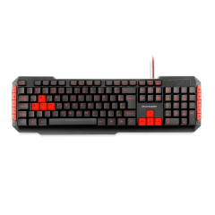 Teclado Gamer Multilaser TC160 Preto/Vermelho com Hotkeys Multimídia
