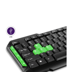 Teclado Gamer Multilaser TC201 Preto/Verde com Hotkeys Multimídia | ABNT2 USB