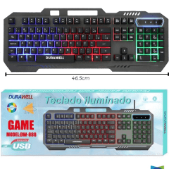 Teclado Gamer Semi Mecânico Durawell DW-888 ABNT2 Retroiluminado LED RGB – Alta Performance e Design Ergonômico