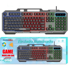 Teclado Gamer Semi Mecânico Durawell DW-888 com Retroiluminação LED RGB