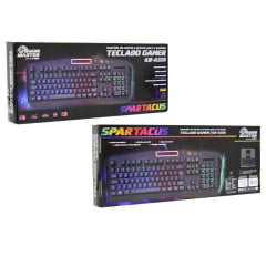 Teclado Gamer Semi-Mecânico K-Mex Spartacus KB-A328 Metal LED RGB ABNT2