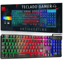 Teclado Gamer Semi Mecânico Knup KP-TM009 com LED RGB e Anti-Ghosting Teclado Gamer Semi Mecânico Knup KP-TM009 com LED RGB e Anti-Ghosting