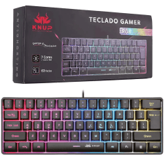 Teclado Gamer USB 60% KNUP KP-TE106 com LED RGB
