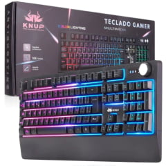 Teclado Gamer USB KNUP KP-TE104 Iluminado LED Multimídia Anti-Ghosting