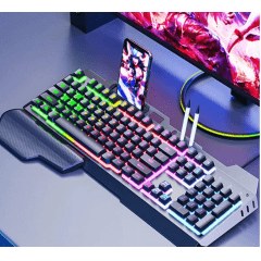 Teclado Gamer USB KNUP KP-TE105 Iluminado com Apoio de Punho