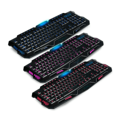 Teclado Gamer USB Multimídia LED 3 Cores Exbom BK-G35