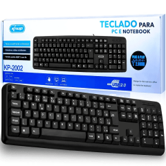 Teclado USB ABNT2 KNUP KP-2002 Preto para PC e Notebook