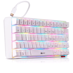Teclado Mecânico Gamer 60% KNUP KP-TE100 Branco RGB Switch Blue