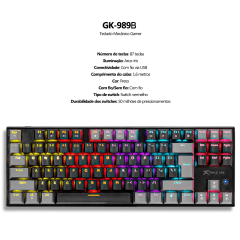 Teclado Mecânico RGB GK-989B Switch Red ANSI