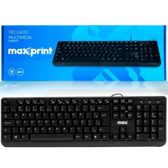 Teclado Multimídia Concept com Fio Usb 2.0 ABNT2 Preto MAXPRINT - 6013160