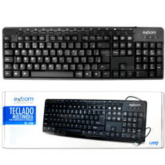 Teclado Multimídia Exbom BK-140M ABNT2 com Teclas de Atalho | Conforto e Funções Extras | Queima de Estoque