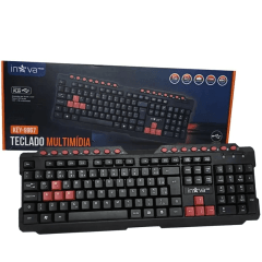 Teclado Multimídia Inova KEY-9967 USB com Fio ABNT2 Preto | Distribuidora de CFTV