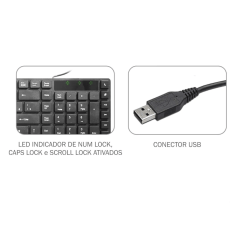 Teclado Multimídia K-Mex com Fio USB Preto - KM-S228