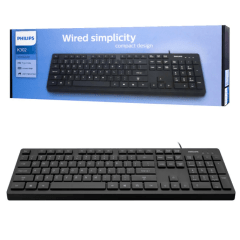 Teclado Philips K302/SPK6302B com Fio USB – Escritório Ergonômico Preto Chocolate Teclado Philips K302/SPK6302B com Fio USB – Escritório Ergonômico Preto Chocolate