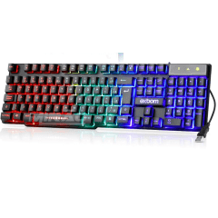 Teclado Semi-Mecânico RGB Exbom BK-151C ABNT2 com Funções Multimídia