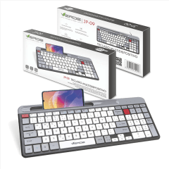 Teclado Ultrafino com Fio USB e Suporte para Celular JP-09 – Design Moderno e Padrão Verde