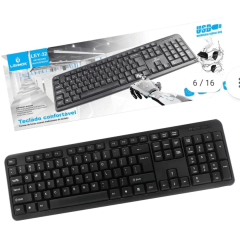 Teclado USB Básico LEY-32 com Fio Padrão ABNT2 Preto | Distribuidora de CFTV