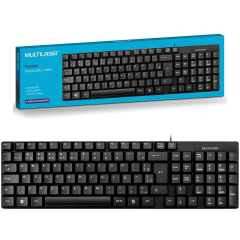Teclado USB Compacto Multilaser TC193 ABNT2 Preto com Fio 1.2m