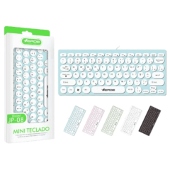 Teclado USB JP-08 Ultra Fino com Teclas Redondas Macaron Verde | Design Estiloso e Confortável