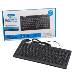 Teclado USB Mini Knup KP-2013 ABNT2 com Fio, Perfil Baixo e Funções Multimídia