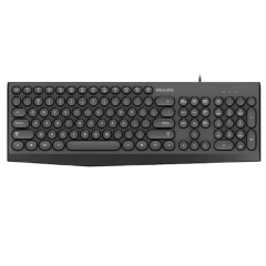 Teclado Philips SPK6313B USB com Fio e Teclas Redondas Padrão Americano