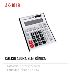 AK-J019 Calculadora Eletrônica Tamanho 170-135-28mm Bateria 2 Pilhas AAA 1.5V