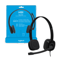 Headset com fio Logitech H151 com Microfone com Redução de Ruído e Conexão 3,5mm
