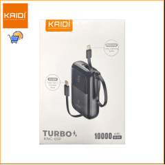 Bateria Portátil Power Bank Turbo 10.000mAh cabo embutido KAIDI KNC-01P