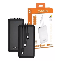 Carregador Portátil 10.000mah Adaptador 3 Entradas-Branco/Preto BTE-18