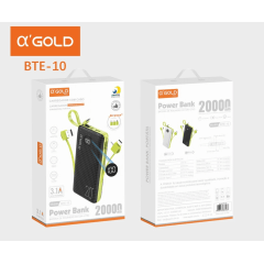 Carregador Portátil 20.000mah Bte-10 A'gold Alta Velocidade