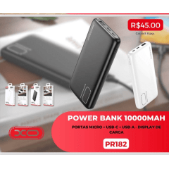 Power Bank 10000MHA XO PR182 Preto Original