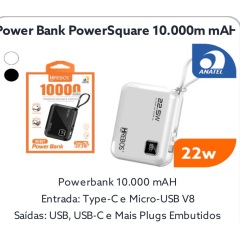 Power Bank Portátil 10.000mah Turbo 22.5w C/ Visor De Carga Cor Preto HS-927