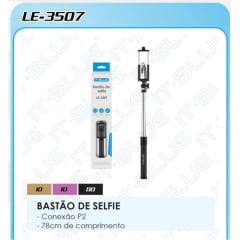 Bastão Selfie 78cm Lelong LE-3507 com Suporte Universal